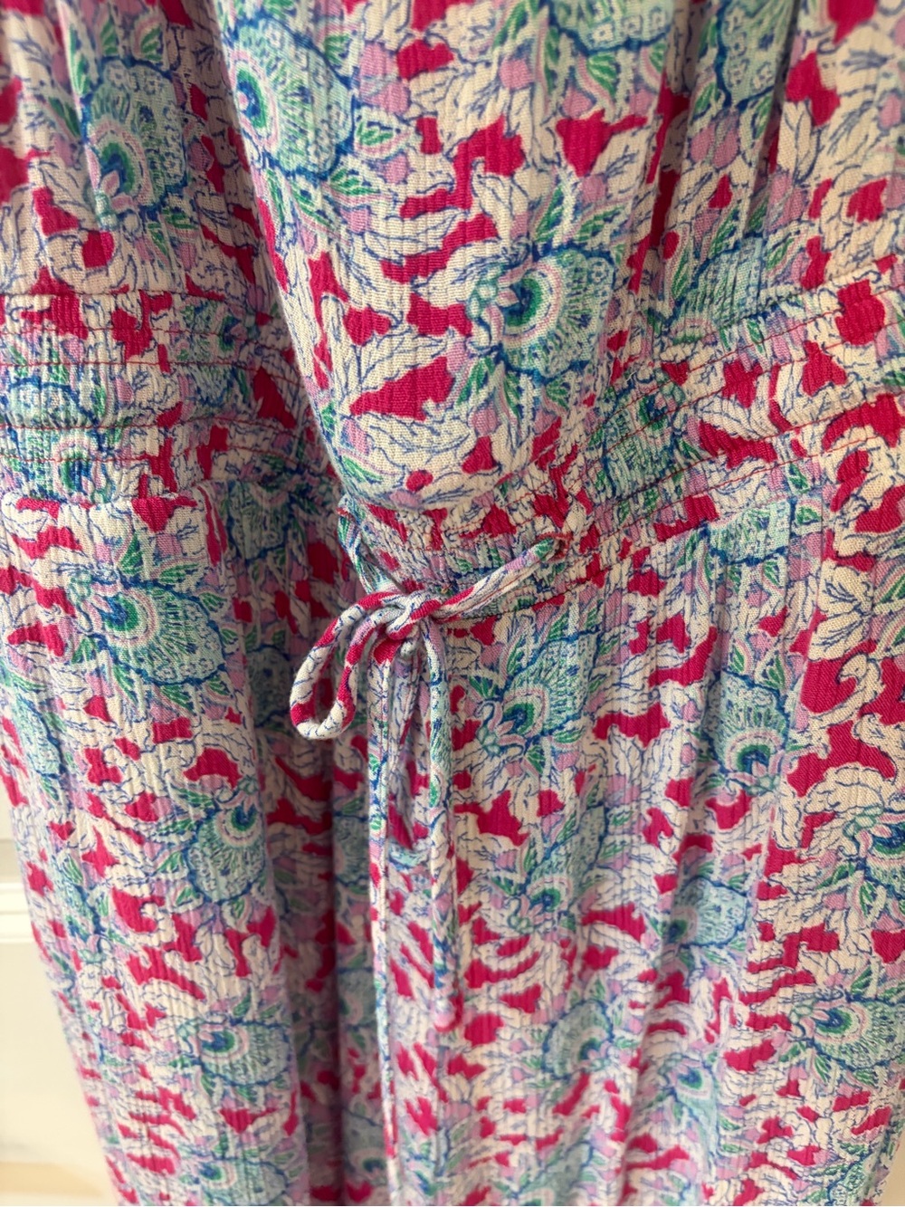 LOFT Floral Smocked Strap Jumpsuit - Pink & Blue - Picture 4 of 6